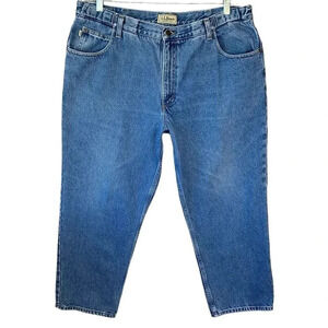 L.L. Bean Vintage Comfort Waist Straight Leg Denim Blue Jeans 40 X29 Medium Wash
